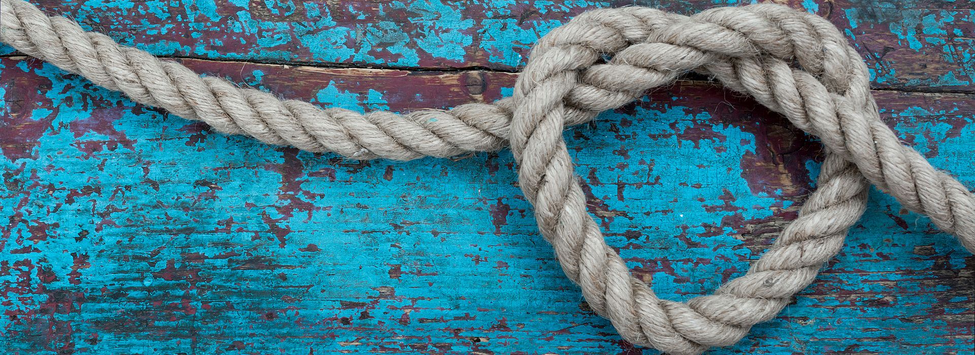 rope on turquoise painted wood